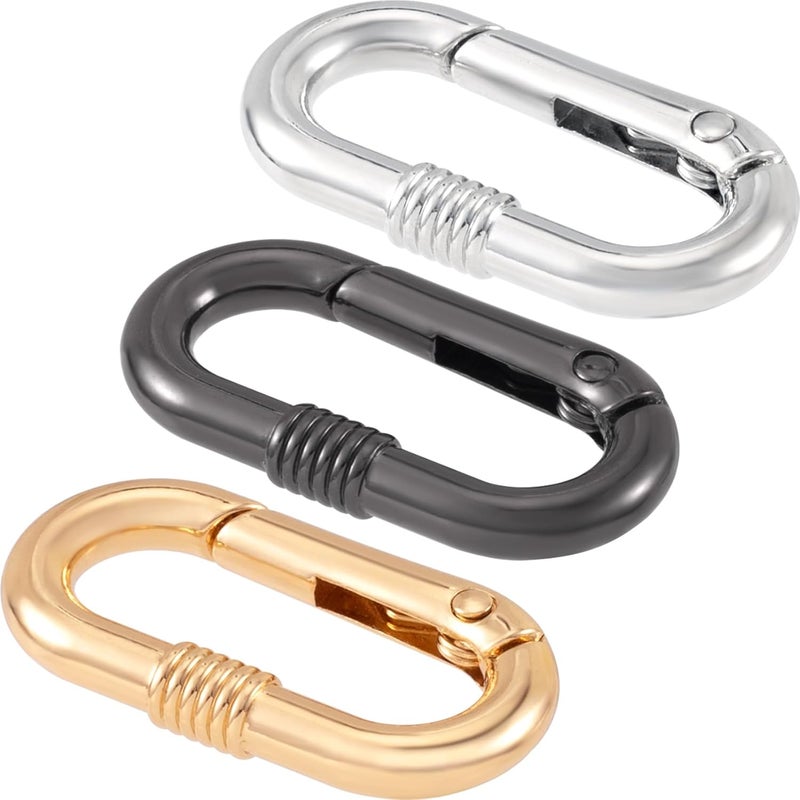 STSTR 3pcs Oval Spring Ring Clips, Metal Keyring Purse Clip, Heavy Duty Opening O Ring Carabiner for Keychains,Backpacks, Keys - Image 1